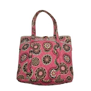 Vera Bradley Pink Cupcake Double Shoulder Strap Design Large Tote Bag